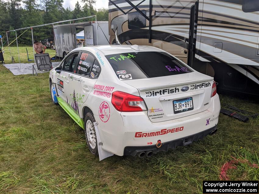 Jamey Randall / Andrew Rausch Subaru WRX before Friday's stages.