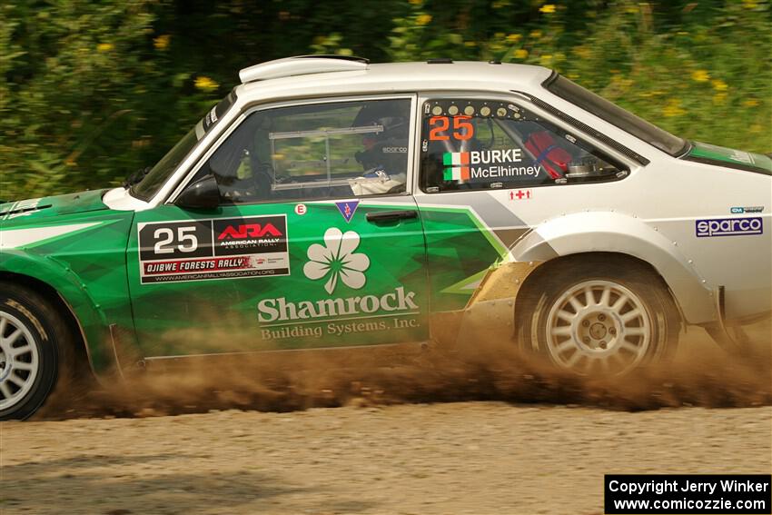 Seamus Burke / Gary McElhinney Ford Escort Mk II on SS2, Thorpe Tower I.