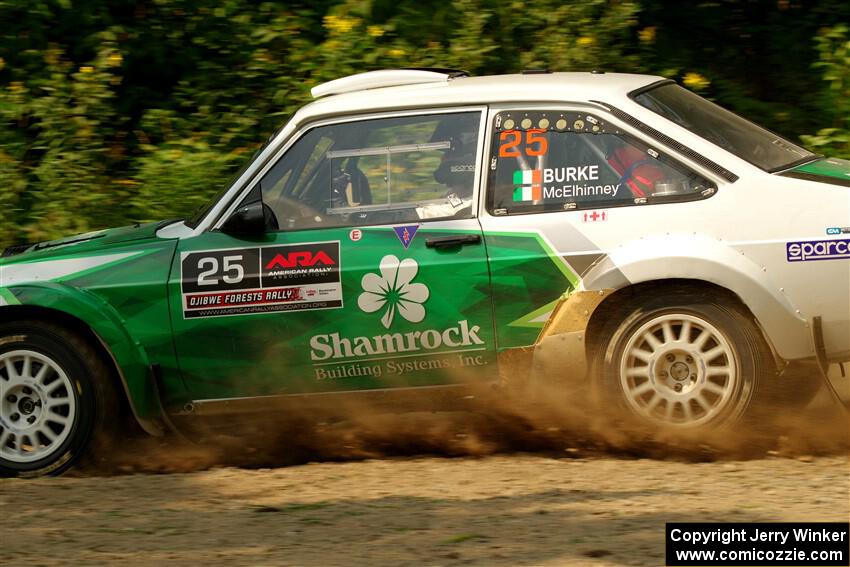 Seamus Burke / Gary McElhinney Ford Escort Mk II on SS2, Thorpe Tower I.