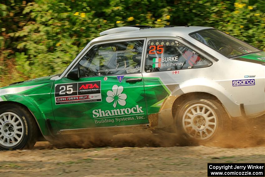 Seamus Burke / Gary McElhinney Ford Escort Mk II on SS2, Thorpe Tower I.