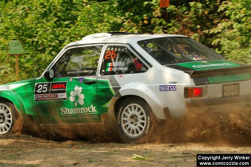 Seamus Burke / Gary McElhinney Ford Escort Mk II on SS2, Thorpe Tower I.