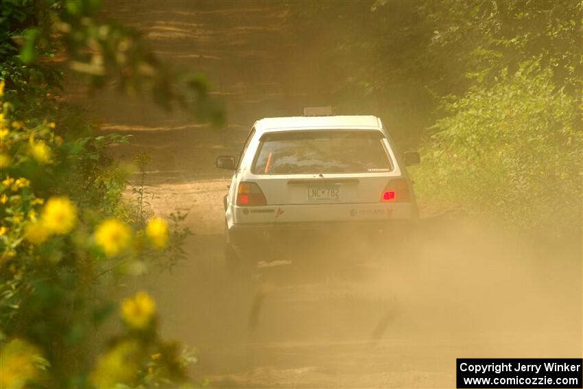 Josh Nykanen / Charlotte Himes VW GTI on SS2, Thorpe Tower I.