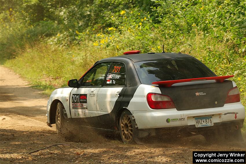 Jason Cook / Maggie Tu Subaru WRX on SS2, Thorpe Tower I.