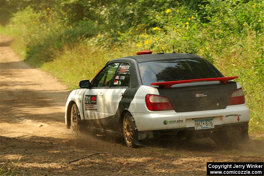 Jason Cook / Maggie Tu Subaru WRX on SS2, Thorpe Tower I.