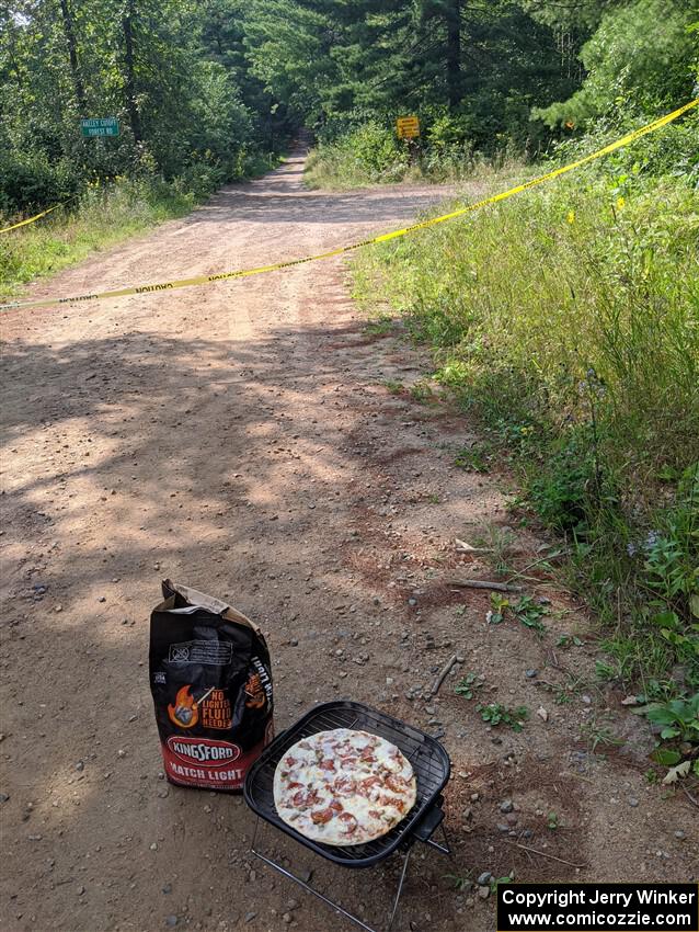 Grilling pizza between SS2, Thorpe Tower I, and SS6, Thorpe Tower II.