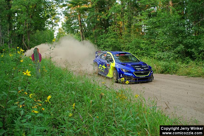 Travis Pastrana / Rhianon Gelsomino Subaru WRX ARA24 on SS6, Thorpe Tower II.