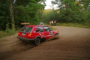 Nino Ortega / Boyd Smith VW GTI nearly makes a wrong turn on SS6, Thorpe Tower II.