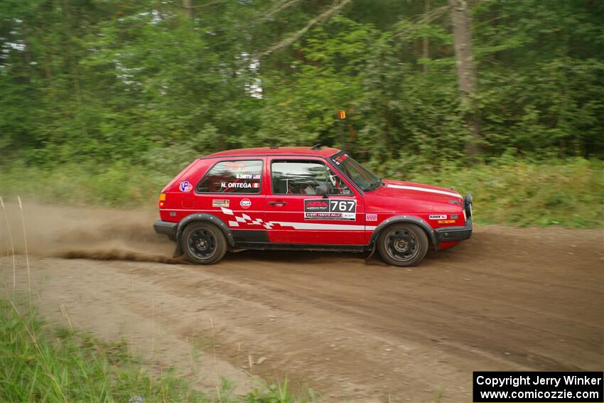 Nino Ortega / Boyd Smith VW GTI nearly makes a wrong turn on SS6, Thorpe Tower II.