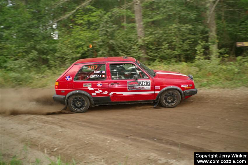 Nino Ortega / Boyd Smith VW GTI nearly makes a wrong turn on SS6, Thorpe Tower II.