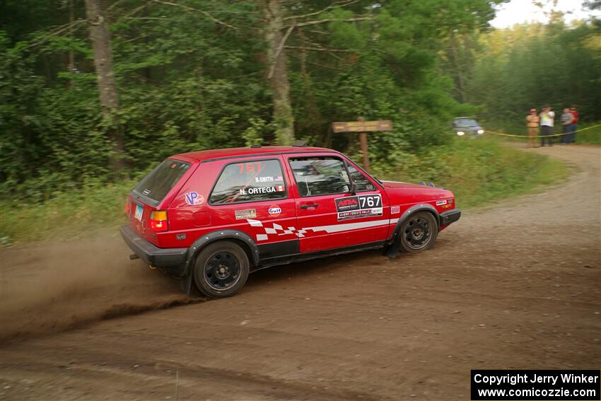 Nino Ortega / Boyd Smith VW GTI nearly makes a wrong turn on SS6, Thorpe Tower II.