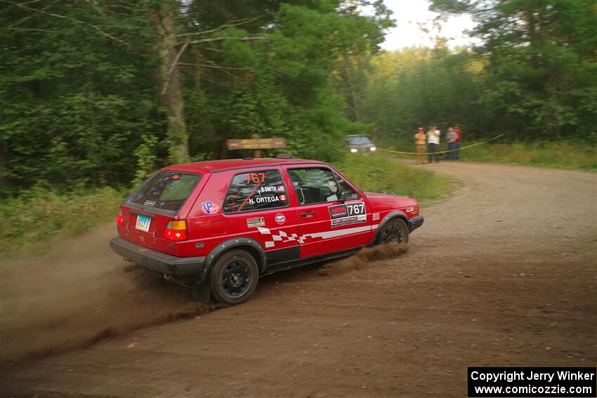 Nino Ortega / Boyd Smith VW GTI nearly makes a wrong turn on SS6, Thorpe Tower II.