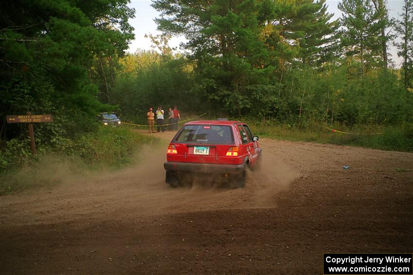 Nino Ortega / Boyd Smith VW GTI comes to a stop after making a wrong turn on SS6, Thorpe Tower II.