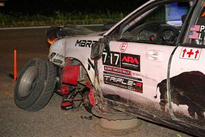 Peter Farrow / Ian Nelson Subaru WRX had an off and had suspension damage on SS9, Steamboat II.