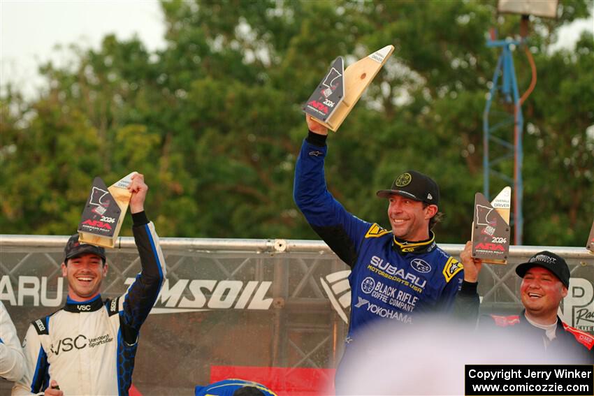 Overall podium of the 2024 Ojibwe Forests Rally.