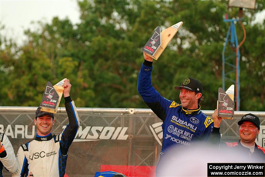 Overall podium of the 2024 Ojibwe Forests Rally.