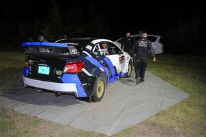 Conner Martell / Alex Gelsomino Subaru WRX STi at Sidnaw service after day one.