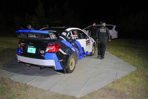 Conner Martell / Alex Gelsomino Subaru WRX STi at Sidnaw service after day one.