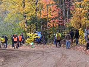 Lia Block / Keaton Williams Subaru WRX ARA24 had a big off on SS10, Al's Playground II.