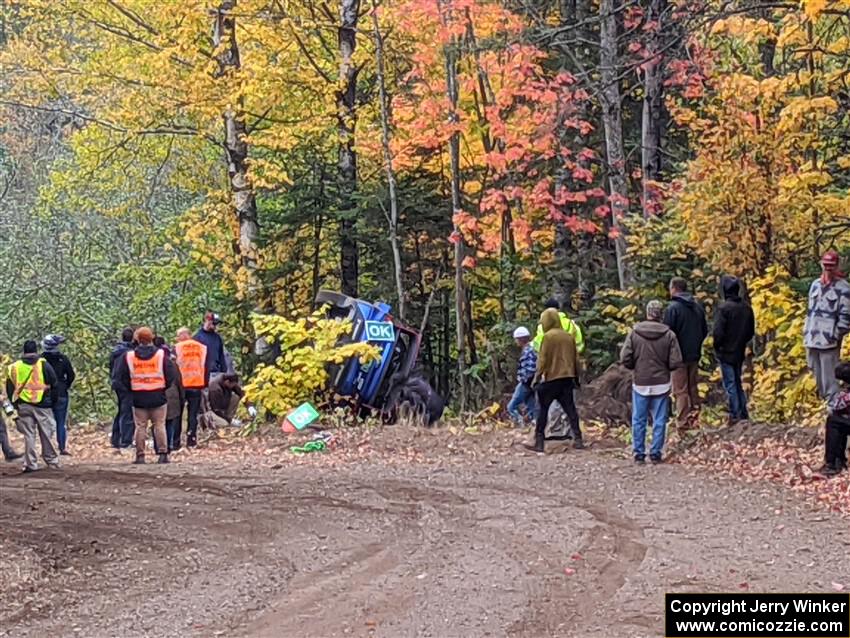 Lia Block / Keaton Williams Subaru WRX ARA24 had a big off on SS10, Al's Playground II.