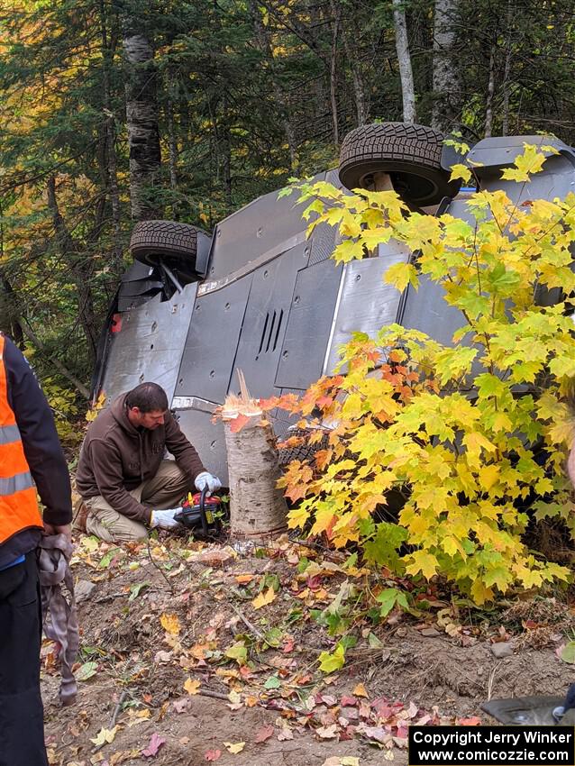 Lia Block / Keaton Williams Subaru WRX ARA24 had a big off on SS10, Al's Playground II.