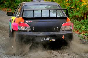 Colin Gleason / Tom Addison Subaru Impreza 2.5RS launches from the start of SS13, Trouble I.