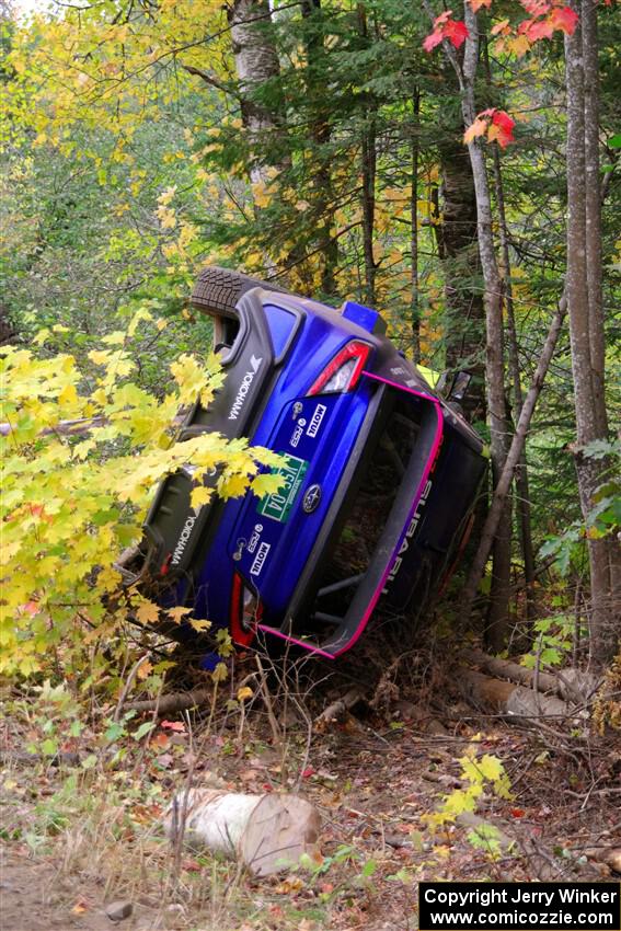 Lia Block / Keaton Williams Subaru WRX ARA24 had a big off on SS10, Al's Playground II.