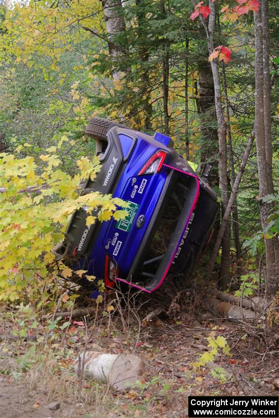 Lia Block / Keaton Williams Subaru WRX ARA24 had a big off on SS10, Al's Playground II.