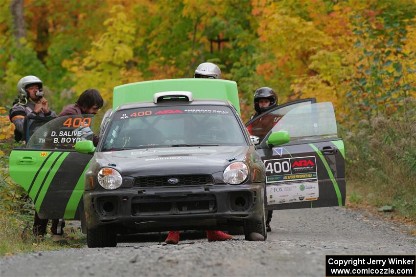 Brandon Boyd / Daniel Salive Subaru Impreza Wagon before the start of SS15, Double Trouble.