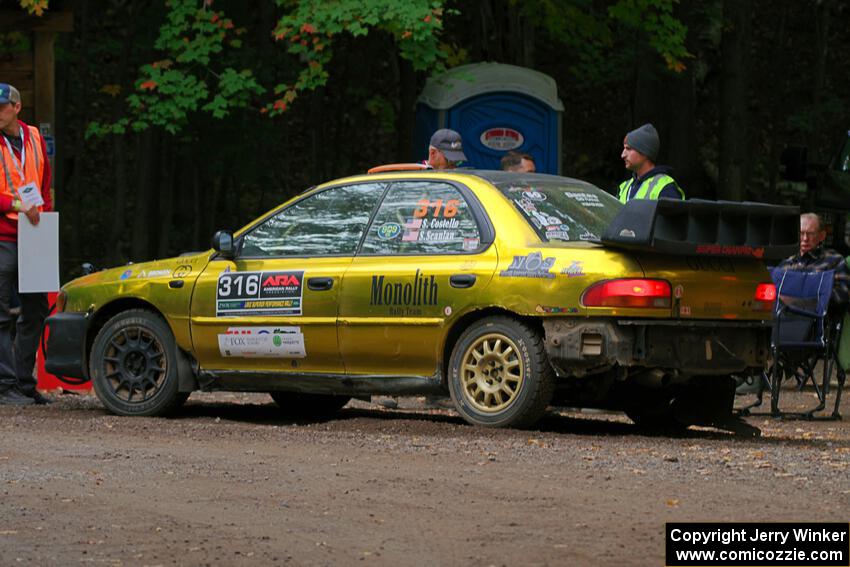 Sean Costello / Steve Blomquist-Scanlan Subaru Impreza 2.5RS prepares for the start of SS16, Mount Marquette.