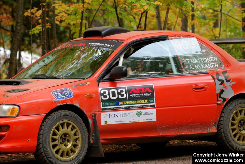 Travis Mattonen / Anikka Nykanen Subaru Impreza prepares for the start of SS16, Mount Marquette.