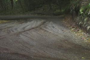 The first corner of SS16, Mount Marquette, lit up with rally lights.