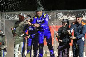 Overall podium of the 2024 Lake Superior Performance Rally.