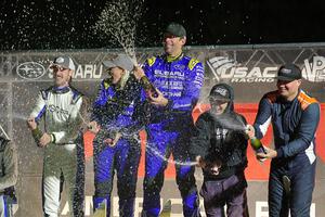 Overall podium of the 2024 Lake Superior Performance Rally.