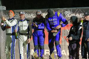 Overall podium of the 2024 Lake Superior Performance Rally.