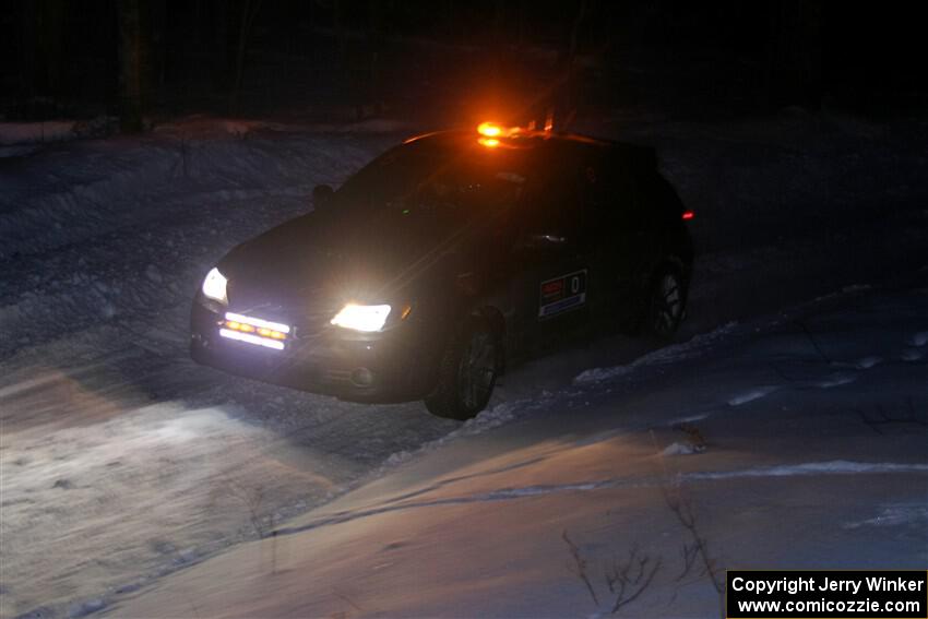 The '0' car, a Subaru WRX STi, on SS1, Sage-Vondette.