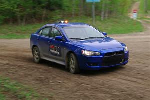 The '0' car, a Mitshibishi Lancer GTS, on SS5, Kabekona II.