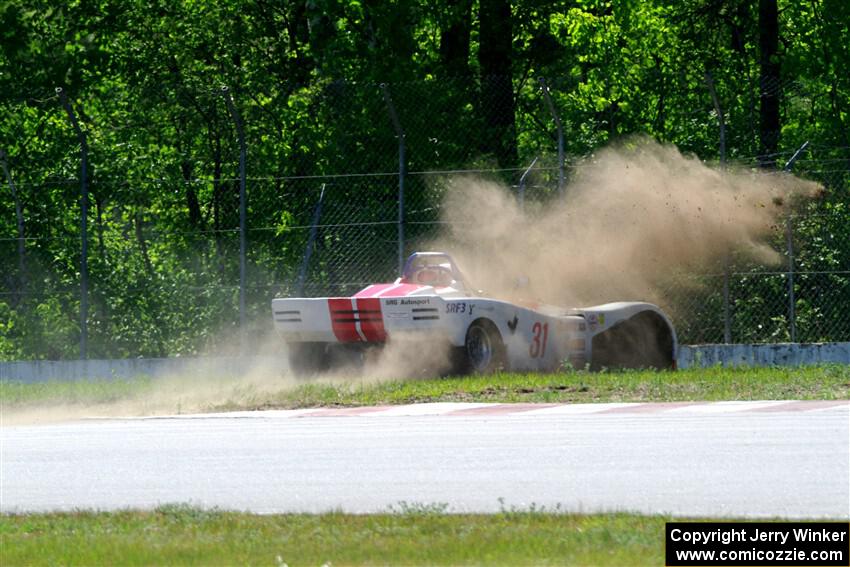 Maksim Belov's Spec Racer Ford 3 goes off course at turn 8.