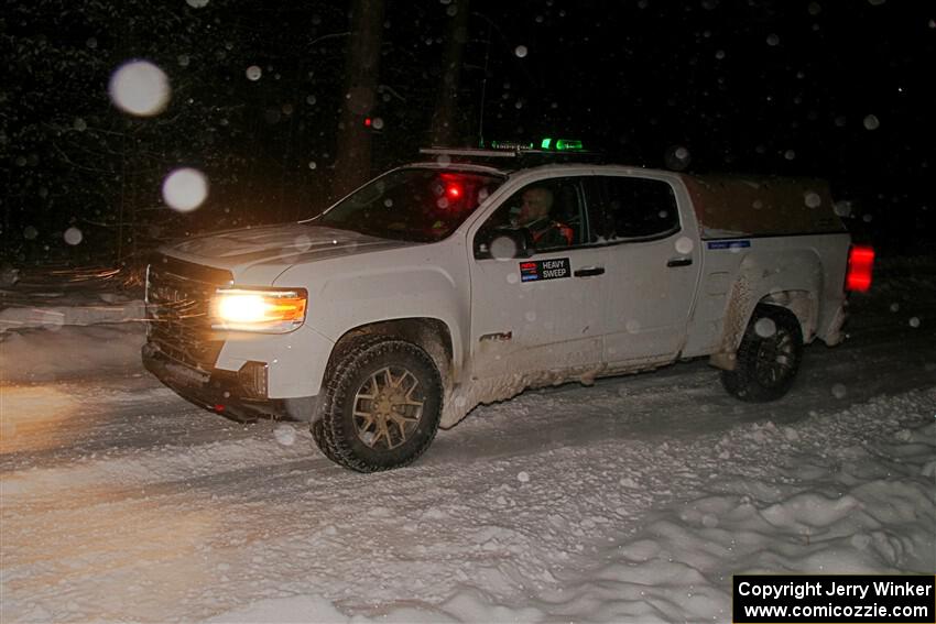 A GMC Sierra pickup sweeps SS17, Shoreline-Sage Creek II.