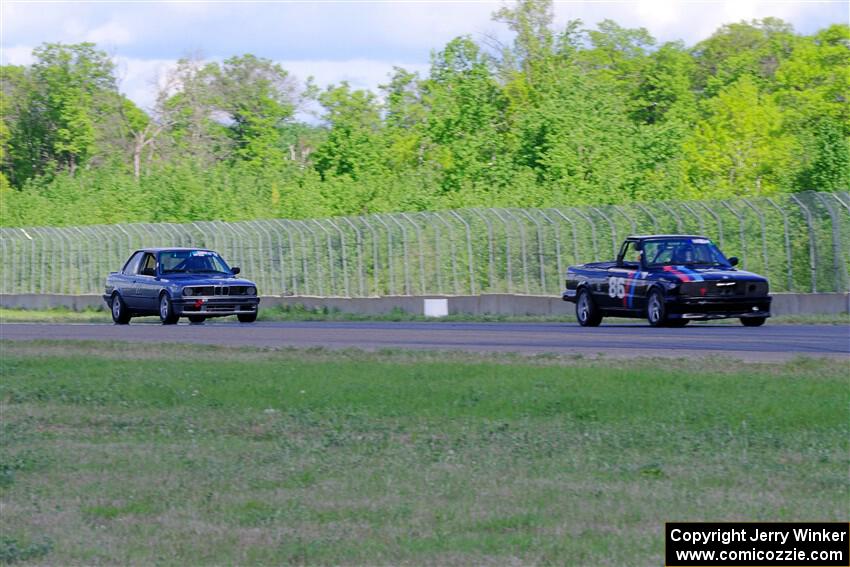 Jessica Johnk's BMW 325i leads  Jeff Johnk's BMW 325i
