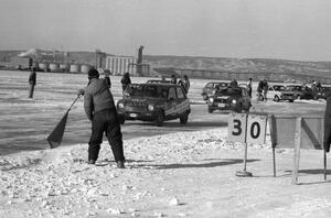 The green flag flies for a LeMans-style start of the very first Showroom Enduro race.