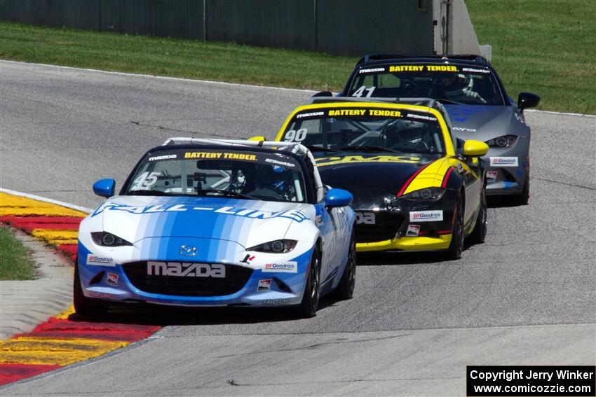 Joseph Boden's, Dillon Dexter's and Nick Evancich's Mazda MX-5 Cups