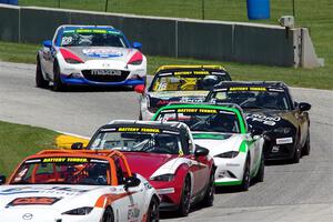 Bryan Ortiz's, Matt Cresci's, Dean Copeland's, Mark Drennan's, John Dean's and Robert Stout's Mazda MX-5 Cups