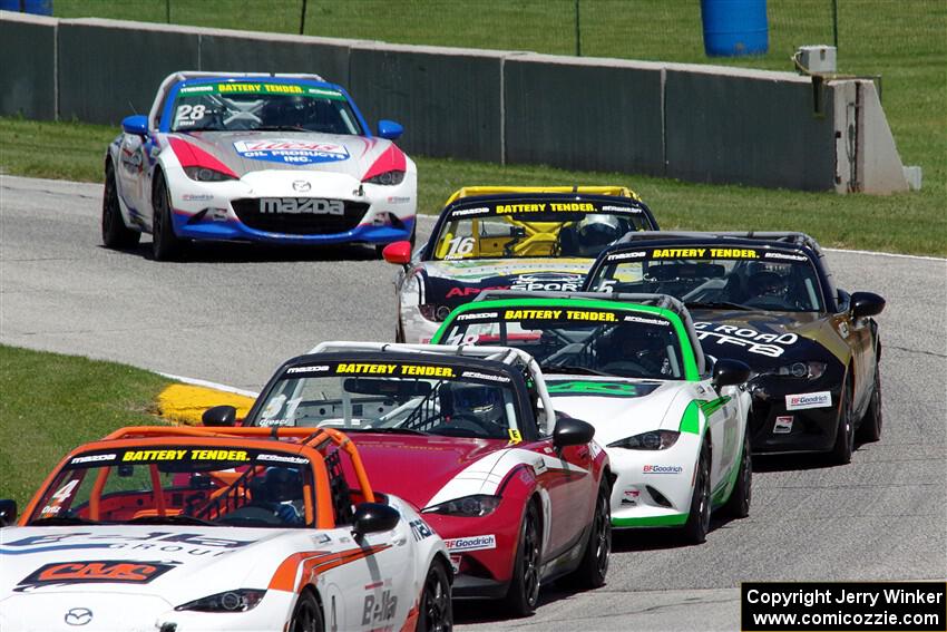 Bryan Ortiz's, Matt Cresci's, Dean Copeland's, Mark Drennan's, John Dean's and Robert Stout's Mazda MX-5 Cups