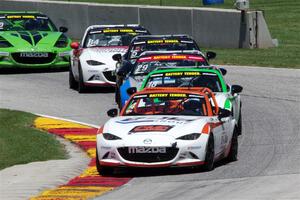 Bryan Ortiz's, Dean Copeland's, Patrick Gallagher's, Mark Drennan's and Todd Lamb's Mazda MX-5 Cups