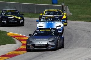 Nick Evancich's, Joseph Boden's, Dillon Dexter's and Andrew List's Mazda MX-5 Cups