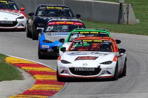 Bryan Ortiz's, Dean Copeland's, Patrick Gallagher's, Mark Drennan's and Todd Lamb's Mazda MX-5 Cups