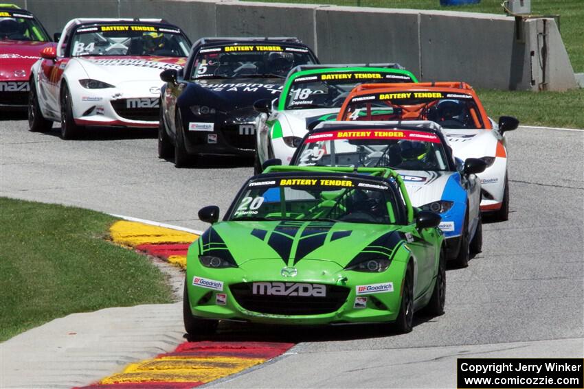 Hernan Palermo's, Patrick Gallagher's, Bryan Ortiz's, Dean Copeland's, Mark Drennan's and Todd Lamb's Mazda MX-5 Cups