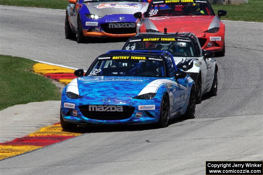 Keith Jensen's, Alex Bachoura's, Zach Lee's and Max Faulkner's Mazda MX-5 Cups
