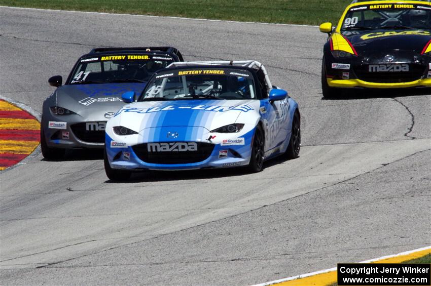 Joseph Boden's, Nick Evancich's and Dillon Dexter's Mazda MX-5 Cups