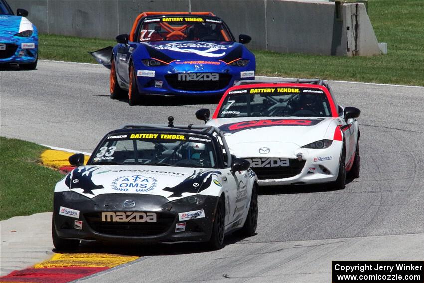 Alex Bachoura's, Brian Henderson's and Luke Oxner's Mazda MX-5 Cups